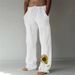 Men's Clothing New Mid Waist Printed Loose Casual Cotton And Linen Trousers_viptrois.com