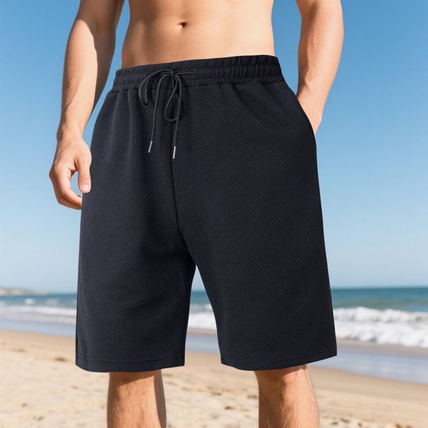 Men's Clothing Summer Loose Heavy Jacquard Texture Line Trend High Street Hip Hop Shorts_viptrois.com