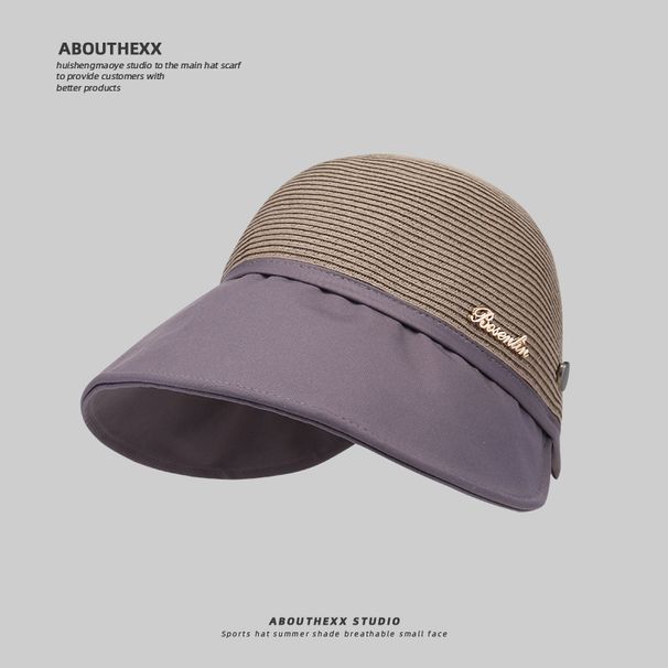 2024 Internet celebrity Hepburn style duck tongue sunshade children's summer outing showing face, small fisherman's straw hat, can tie ponytail_viptrois.com