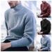 Men’s Chunky Knit Sweater - Oversized High Neck Pullover In Solid Colors (Light Grey/Burgundy/Dark Grey)_viptrois.com