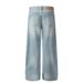Men's Clothing Retro Basic Washed Blue Scimitar Jeans Men And Women New Loose Straight Commuter Pants_viptrois.com