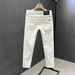 Men's Clothing White Jeans Men's Summer Thin Slim Straight Pants Business Casual Men's Versatile Fashion Nine Point Pants_viptrois.com