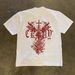 High Street Trendy Ins Design Printed Pure Cotton Short T-shirt For Men's Summer American Unisex Style Half Sleeved Top_viptrois.com