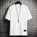 Men's Clothing Short Sleeved T Shirt Men's Summer Trendy Brand Steel Stamped Letter Printing Half Sleeved Clothing Loose Ice Silk T Shirt_viptrois.com