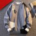 Men's Knitted Sweater Long Sleeve Casual Pullover Soft Loose Fit With Emblem Detail For Autumn_viptrois.com