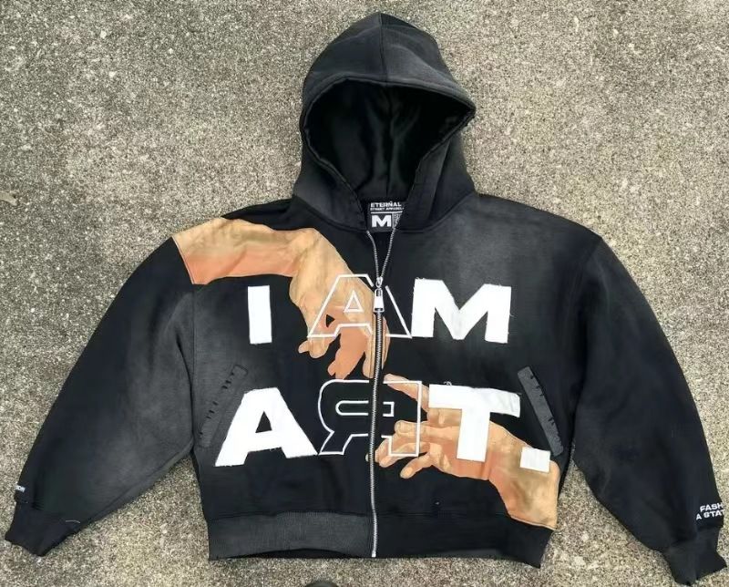 New Retro Sweater Shi Loose TAM ART Niche Jumper Wearing Ruffian Handsome Short Hooded Top_viptrois.com