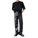 Men's Clothing leather pants men's trendy brand niche design letter embroidered straight pants elegant dark men's trousers_viptrois.com