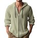 Men's Linen-Blend Zip Hoodie – Lightweight Breathable Long Sleeve Shirt Jacket (White/Black/Khaki, S-XXXL)_viptrois.com