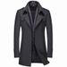 Men's Wool Wool Trench Coat Scarf Collar Mid Length Wool Coat Jacket_viptrois.com