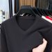 V-neck Men's Knitted Sweater Medium Green Pullover Versatile Bottoming Shirt Men's Clothing_viptrois.com
