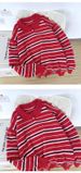 Mink Fur Striped Polo Neck Sweater For Men, Retro High-end Loose Knit Sweater_viptrois.com