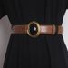 Obsidian belt Y family same style round buckle genuine leather girdle sweater jacket suit waist belt two layers of cowhide_viptrois.com
