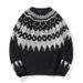 Workwear American Retro Heavy Icelandic Men's Round Neck Fair Isle Jacquard Lazy Style Knitted Sweater Autumn Winter_viptrois.com