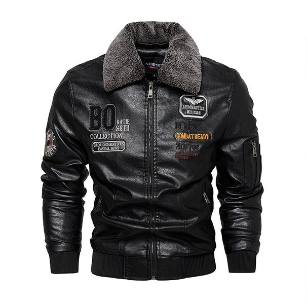 Men's Clothing Leather Jacket New Men's Pu Leather Jacket Motorcycle Suit Fleece Leather Jacket Men's Jacket Men's_viptrois.com