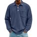 Men's Corduroy Polo Shirt – Slim Fit Long Sleeve Casual Shirt With Striped Texture (Breathable Polyester, Versatile Layering For Urban)_viptrois.com