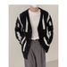 V-neck Knitted Sweater Men's Autumn And Winter Loose Cardigan Sweater To Wear Jacquard Shirt_viptrois.com