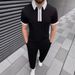 Men's Zipper Polo Shirt & Shorts Set – Stretchable Casual Outfit For Summer (Breathable Two-Piece)_viptrois.com