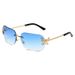 BUTTERFLY SQUARE - Frameless Cut-Edge Sunglasses (Retro-Inspired Shades, Diamond Accents, Hot Seller)_viptrois.com