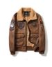Men's Aviator Style PU Leather Jacket With Embroidered Patches, Fleece-Lined Biker Coat For Winter (Black, Brown, Vintage Brown)_viptrois.com