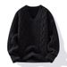 Men’s Winter Faux Mink Cashmere Knit Sweater – Thickened Non-Pilling Pullover (Army Green, White, Black, M-3XL)_viptrois.com