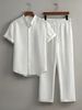 Men's Clothing Men's Casual Multi Color Beach Wear Bamboo Wrinkled Short Sleeved Suit Two Piece Suit_viptrois.com