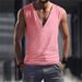 European Size Men's Solid Color V-Neck Vest Casual Breathable Sleeveless T-Shirt Gilet_viptrois.com