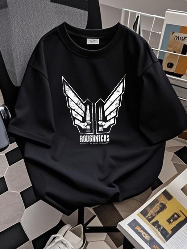 RICOS ROUGHNECKS T-SHIRT Tattoo Starship Symbol Sign Logo Tattoo Squad Troopers Stylish Streetwear Casual Graphic Homme Top For Everyday Wear_viptrois.com