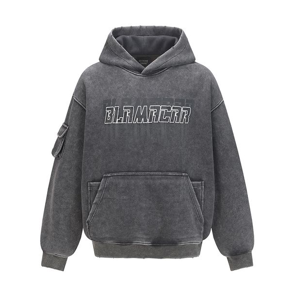 Punk Wasteland Style Vintage Washed Hoodie Men's Vibe Trendy Brand Design Embroidered Letters Loose Sweatshirt_viptrois.com