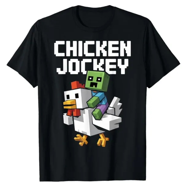 MENS WOMENS Chicken Jockey Pixel Funny Lover Game Present Friends Unisex T-Shirt Mens Womens Tees Top_viptrois.com