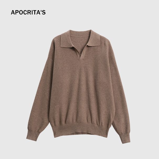 Nordmann APO Men's Clothing|Cross-Border Autumn Winter Sweater Men Korean Version Loose Casual Turn-Down Collar V-Neck Long_viptrois.com