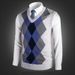 Men's Wool Blend V-Neck Sleeveless Vest - Classic Check & Camo Patterns, Slim Fit, Casual & Versatile Pullover Sweater Vest For Autumn_viptrois.com