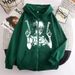 2022 New Zipper Trendy Big Picture Girl Holding A Gun Hooded Sweatshirt Jacket Top_viptrois.com