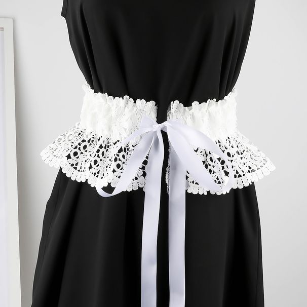 Unisex Texture waist wrap skirt female lace wide belt elastic waist wrap with decorative dress design sense_viptrois.com