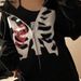 Zipper Y2K Harajuku Korean Style Loose Skull Print Long Sleeve Hooded Jacket Solid Color Student Girl Top_viptrois.com