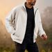 Men's Zip-Up Fleece Hoodie – Oversized Long Sleeve Pullover With Stand Collar (S-XXXL, Polyester Blend, Streetwear Essential, Spring Casual Wear)_viptrois.com