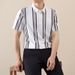 Summer Ice Silk Seamless Short-sleeved Vertical Striped Polo Shirt Men's Business Casual Elastic Non-ironing Quick-drying Half-sleeved Lapel T-shirt_viptrois.com