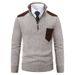Men's Clothing Men's Stylish Color-Block Half-Zip Sweater - Fleece-Lined Slim Fit Knit Pullover For Winter Warmth | Multiple Colors & Sizes Available_viptrois.com