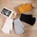 Winter Knitted Warm Half Finger Wool Solid Color Writing Riding Gloves Unisex_viptrois.com
