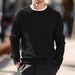 Men's Slim Fit Round Neck Wool Blend Knit Sweater - Lightweight & Stretchy For Casual & Office Wear_viptrois.com