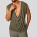 Men's Clothing Solid Color Sleeveless Sports V Neck Bottoming Shirt Wide Shoulder Solid Color Swing Collar Vest_viptrois.com