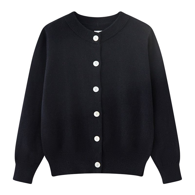Shell-Button Knit Cardigan For Kids – Unisex Cotton Layering Piece (90cm-160cm, A-Class Safety, Soft & Breathable For Spring/Fall)_viptrois.com