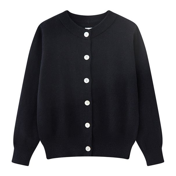 Shell-Button Knit Cardigan For Kids – Unisex Cotton Layering Piece (90cm-160cm, A-Class Safety, Soft & Breathable For Spring/Fall)_viptrois.com