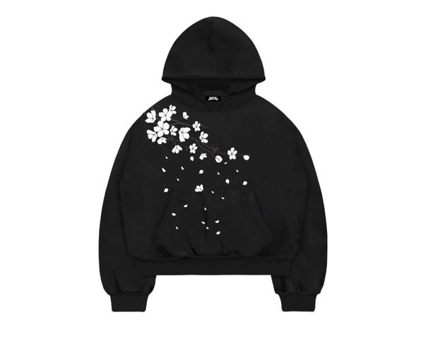 Men's Retro Cherry Blossom Print Hooded Sweatshirt European American Harajuku Style Trendy Fashion Streetwear_viptrois.com