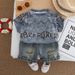 2025 Children's Summer English Piercing T-shirt Fashion Personality Cowboy Casual New Two Piece Set_viptrois.com