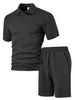 Men's Clothing Men's Spring And Summer New Men's Casual T Suit Foreign Trade Thin Jacquard Lapel Short Sleeved Shorts Suit_viptrois.com