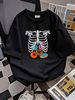 Skeleton Donuts Rib Cage Funny Halloween Costume Cosplay T-Shirt Slightly Soft Unisex Women Top Graphic Tees Women Fashion Stretched Print Round Neck Short Sleeve Casual Summer Comfortable Breathable Designer Clothes Stylish Versatile Female_viptrois.com