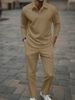 Men's Autumn And Winter Long Sleeved Trousers Suit Suitable For Daily Leisure And Outdoor Sports Lapel Polo Shirt Suit_viptrois.com