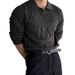 Men's Oversized Knit Polo Shirt V-Neck Long Sleeve Business Casual T-Shirt Lightweight Stretch Fabric Black White Navy Gray S-2XL_viptrois.com