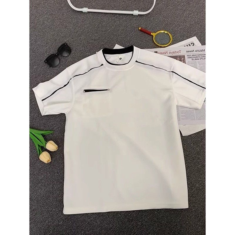 Men's Clothing High Street White Heavy Short Sleeved High End Cleanfit Half Sleeve_viptrois.com