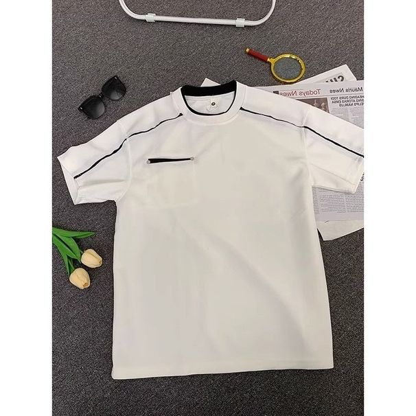 Men's Clothing High Street White Heavy Short Sleeved High End Cleanfit Half Sleeve_viptrois.com